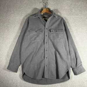 Vintage LL BEAN grey chamois cloth shirt grey thick long sleeve shirt